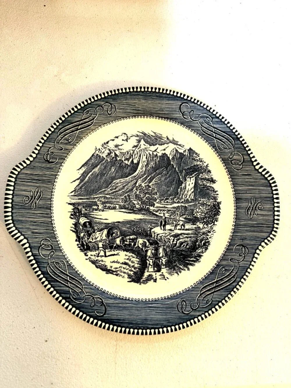 Currier & Ives The Rocky Mountains Blue White 11